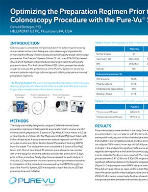 Optimizing the Preparation Regimen Prior to Colonoscopy Procedure with the Pure-Vu® System Download