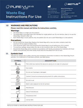 Pure-Vu EVS Waste Bag Instructions for Use (IFU) Download